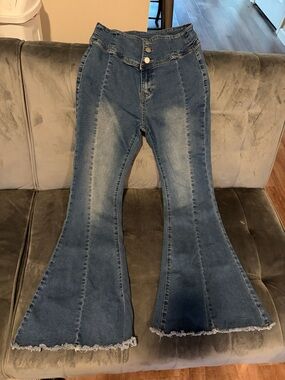 High-Waist Blue Flare Jeans